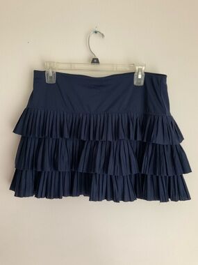Lucky In Love Pleated Tiered Tennis Skort Skirt Nav Blue Preppy Pickleball Golf